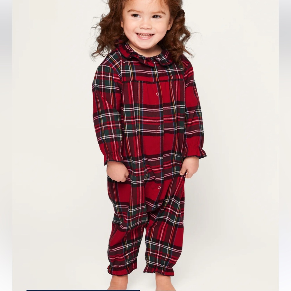 Petite Plume Baby's Brushed Twill Madeline Romper in Imperial Tartan 6/12 Months - Picture 2 of 9